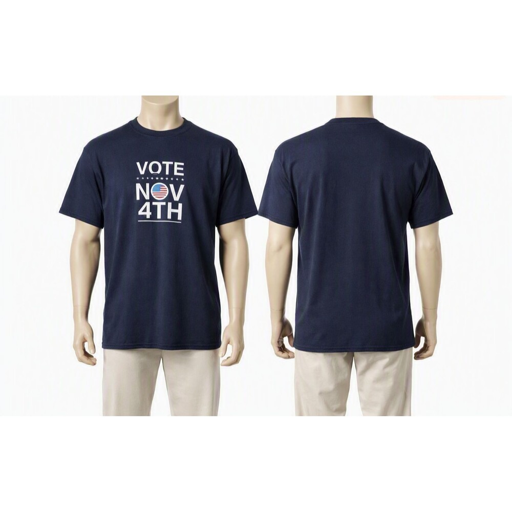 Bayside Vote Obama Biden Nov 4th 2008 Men's Size X-L Blue T-shirt Made in USA